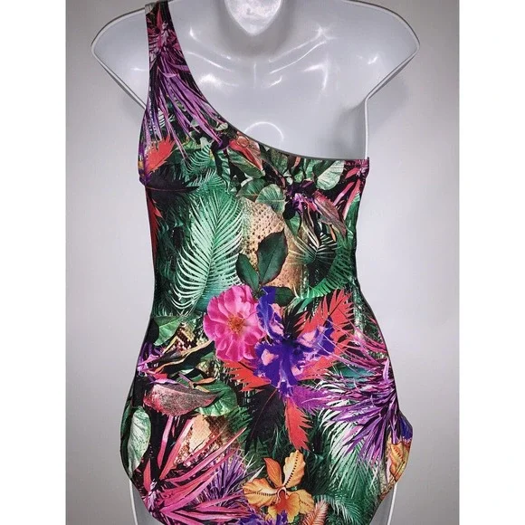 Jantzen One Piece Swimsuit Women’s Size 10 Tropical One Shoulder - Picture 3 of 5